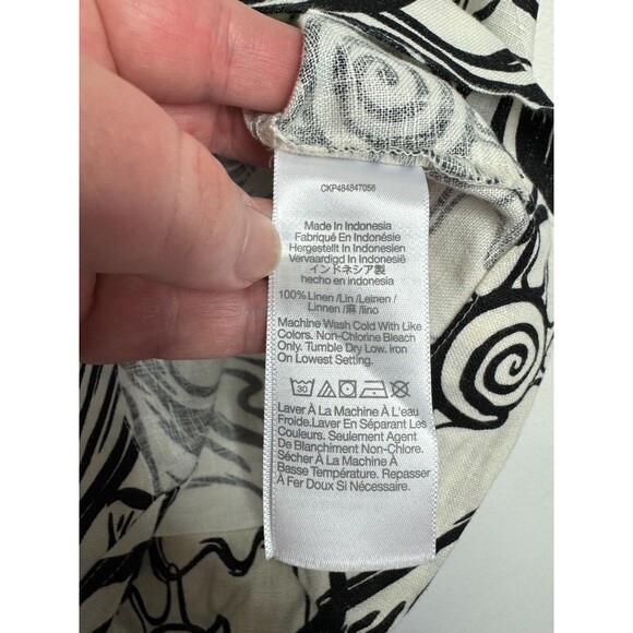 Madewell Large Boxy Cap Sleeve Shirt 100% Linen in Lighthouse Button Front EUC - Picture 10 of 13